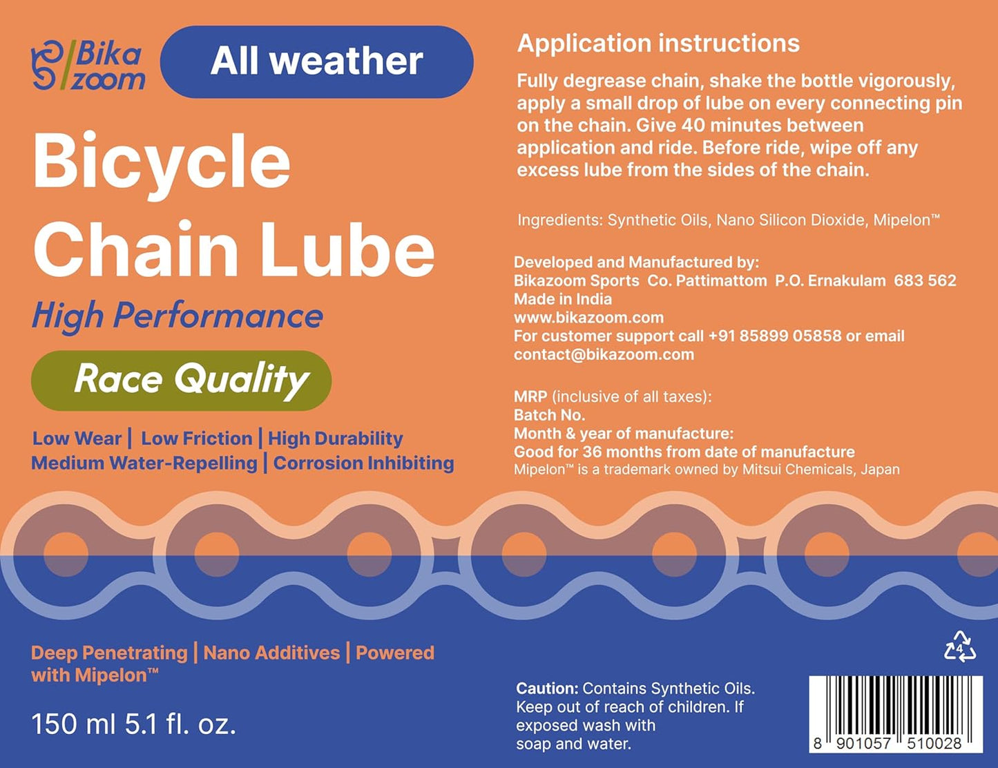 Bikazoom - Bicycle Chain Lube | All Weather | 150 ml